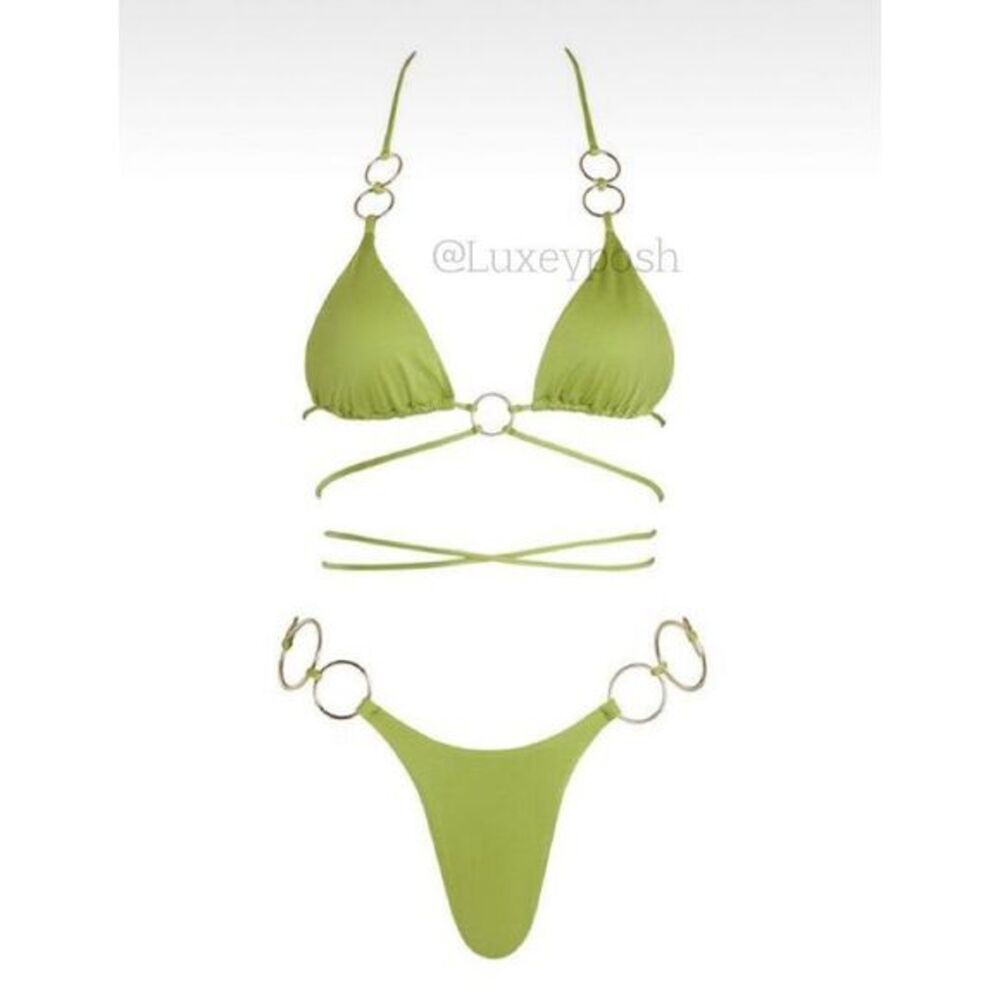 Monica Hansen Beach Strap Icon Strappy O Ring Triangle Bikini Top Opaline Small